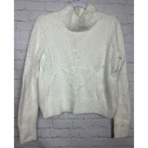 Loft Soft faux fur fuzzy white Sweater Women Size M‎ cozy winter snow bunny GUC